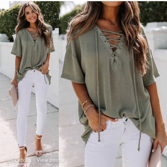 Lace Up Knit Top - Picture 6 of 6